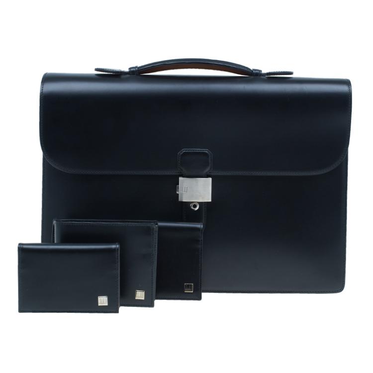 Pre Owned Dunhill Black Leather Confidential Briefcase