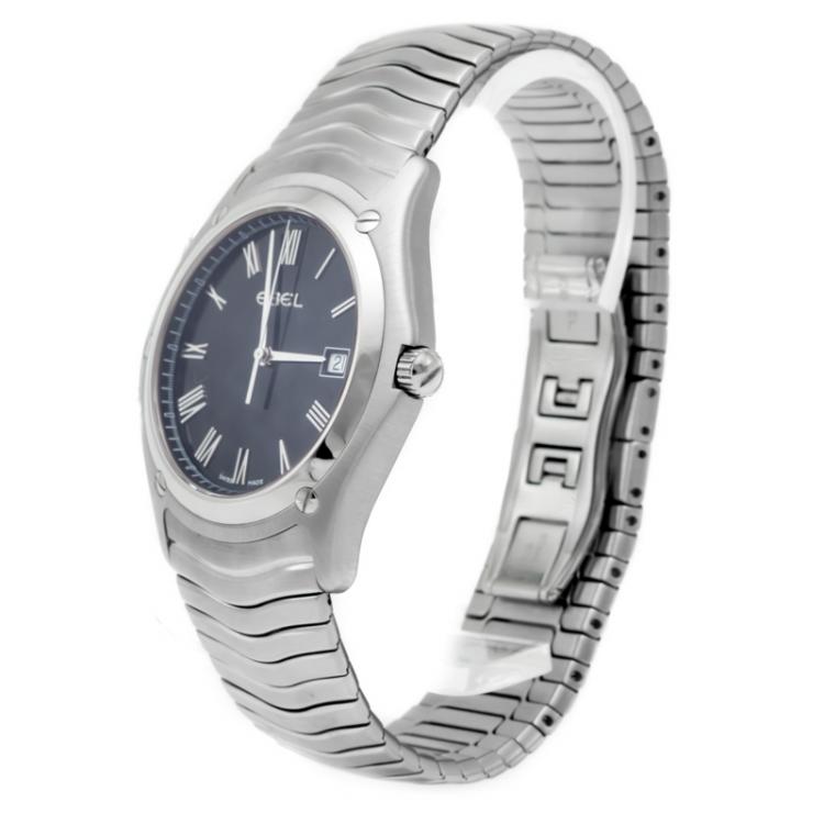 Pre Owned Ebel Wave Black Dial Stainless Steel New Men'S Watch 42MM
