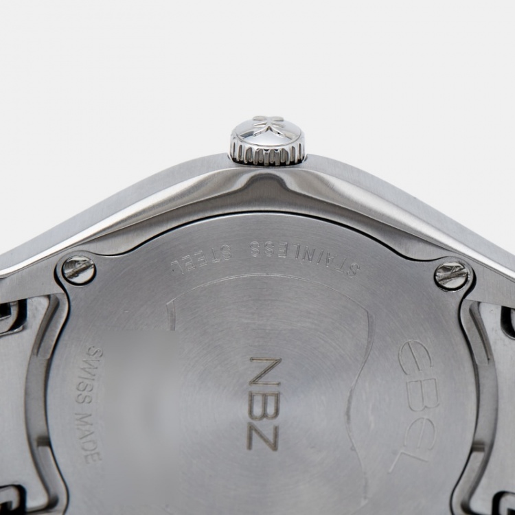 Pre Owned Ebel Blue Stainless Steel Wave 1216238 Men's Wristwatch 40 mm