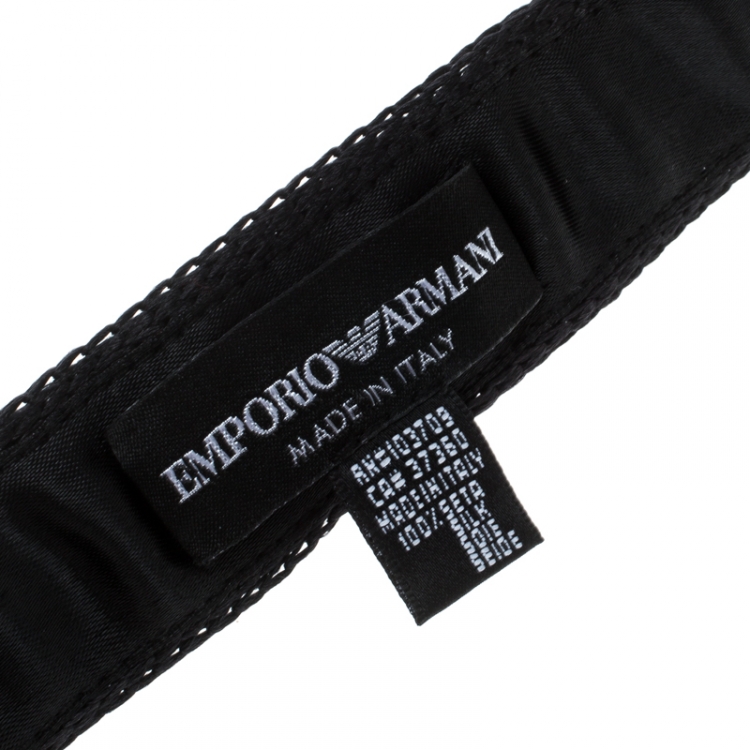 Pre Owned Emporio Armani Colorblock Striped Silk Knit Square Bottom Tie  