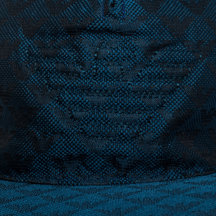 Pre Owned Emporio Armani Blue Logo Patterned Baseball Cap Size L