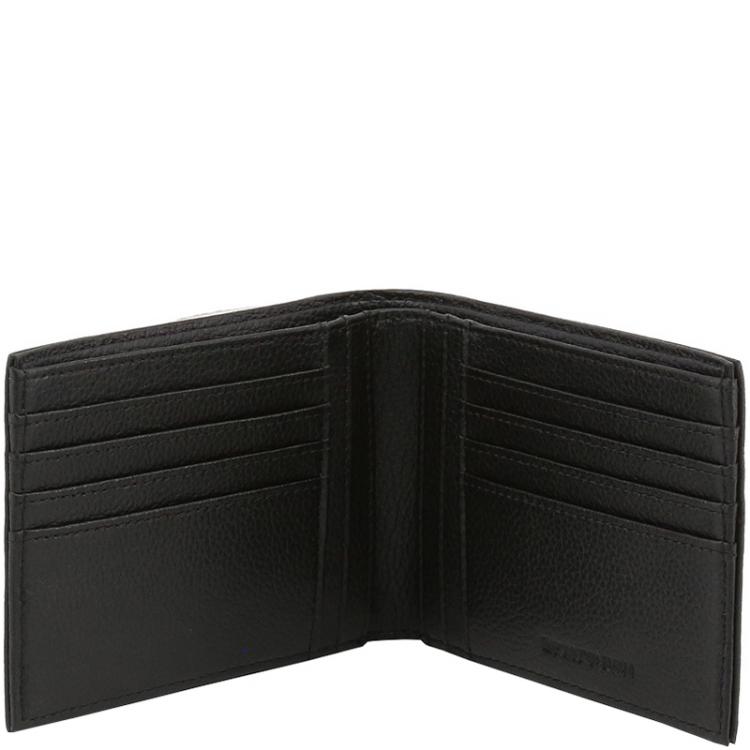 Pre Owned Emporio Armani Black Leather Bifold Wallet