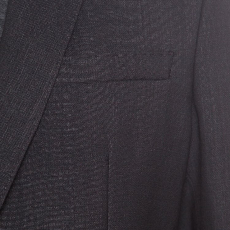 مملوكة مسبقًا Emporio Armani Grey Wool Fingerprint Lined Tailored Blazer L