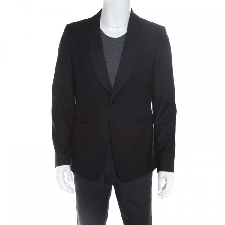 مملوكة مسبقًا Emporio Armani Black Wool Shawl Lapel Tuxedo Blazer L