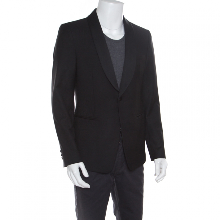 مملوكة مسبقًا Emporio Armani Black Wool Shawl Lapel Tuxedo Blazer L