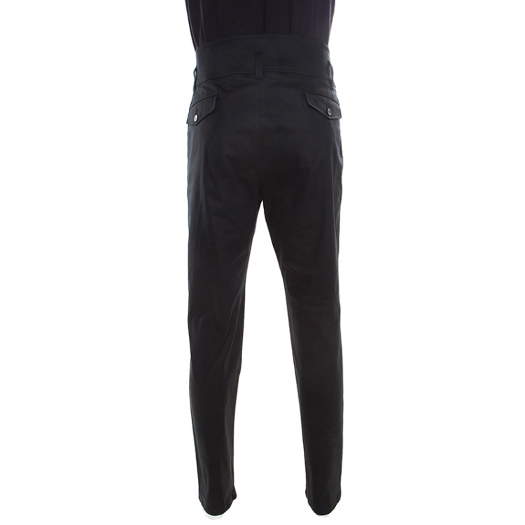 مملوكة مسبقًا Emporio Armani Black Cotton High Waist Tailored Trousers 2XL