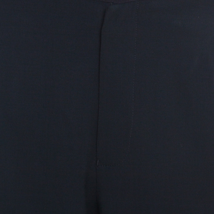 Pre Owned Emporio Armani Navy Blue Wool Side Buckle Detail Tailored Trousers XXXL