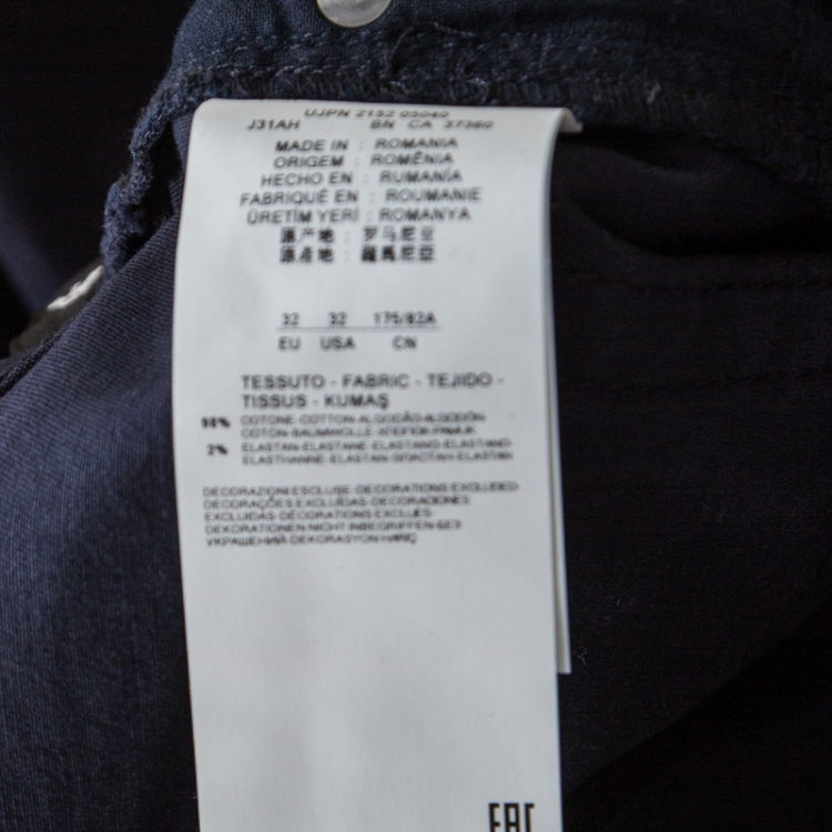 مملوكة مسبقًا Emporia Armani Navy Blue Cotton Stretch Regular Fit Trousers M