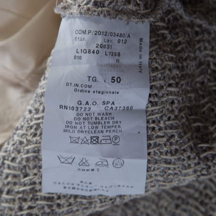 مملوكة مسبقًا Emporio Armani Grey and Beige Cotton Blend Tweed Blazer L