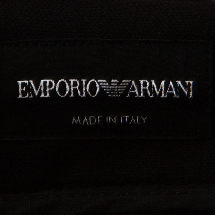 Pre Owned Emporio Armani Black Wool Zip Detail Trousers XXL
