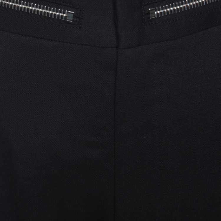 Pre Owned Emporio Armani Black Wool Zip Detail Trousers XXL
