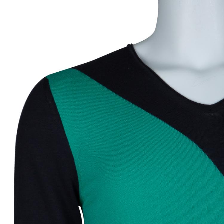 Pre Owned Emporio Armani Color Block  V-Neck Sweater M