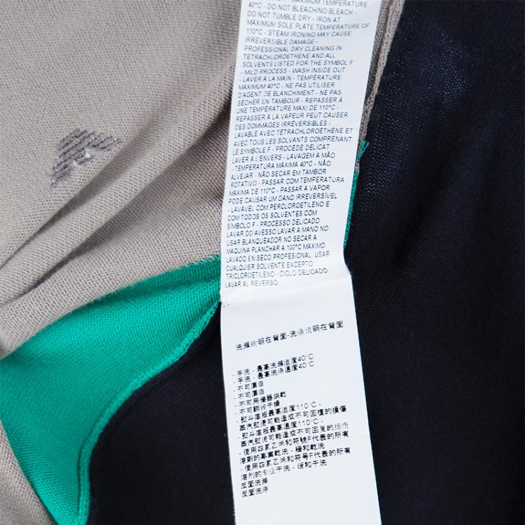 Pre Owned Emporio Armani Color Block  V-Neck Sweater M