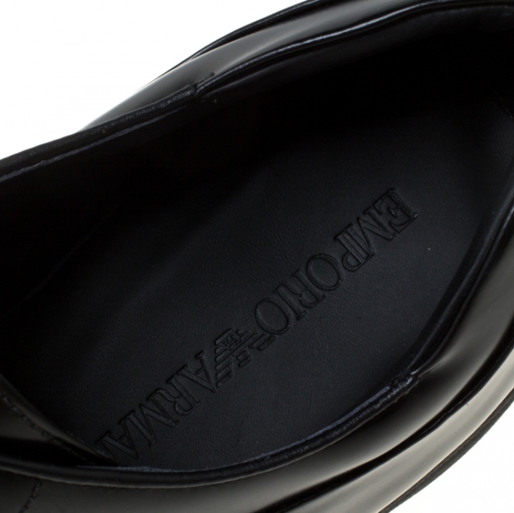 Pre Owned Emporio Armani Black Leather Lace-Up Derby Oxford Size 45