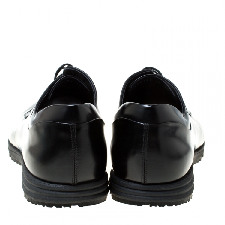 Pre Owned Emporio Armani Black Leather Lace-Up Derby Oxford Size 45