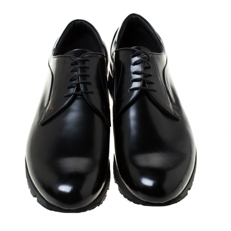 Pre Owned Emporio Armani Black Leather Lace-Up Derby Oxford Size 45