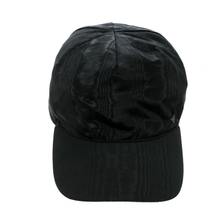 Pre Owned Emporio Armani Black Moire Effect Baseball Cap M