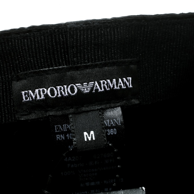 Pre Owned Emporio Armani Black Moire Effect Baseball Cap M