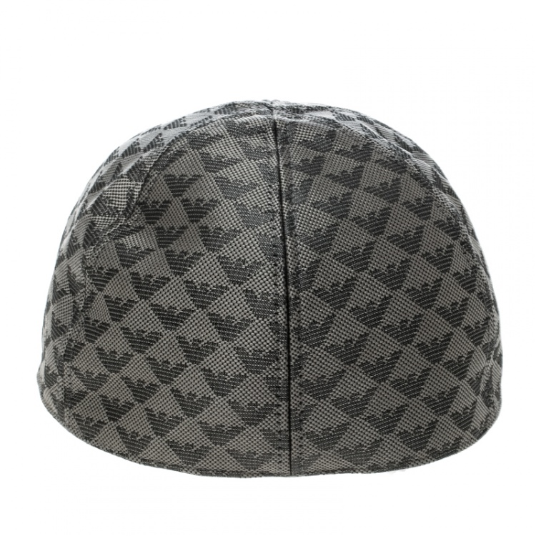 Pre Owned Emporio Armani Grey Monogram Logo Embroidered Baseball Cap S
