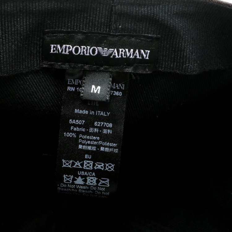 Pre Owned Emporio Armani Brown Monogram Logo Embroidered Baseball Cap M