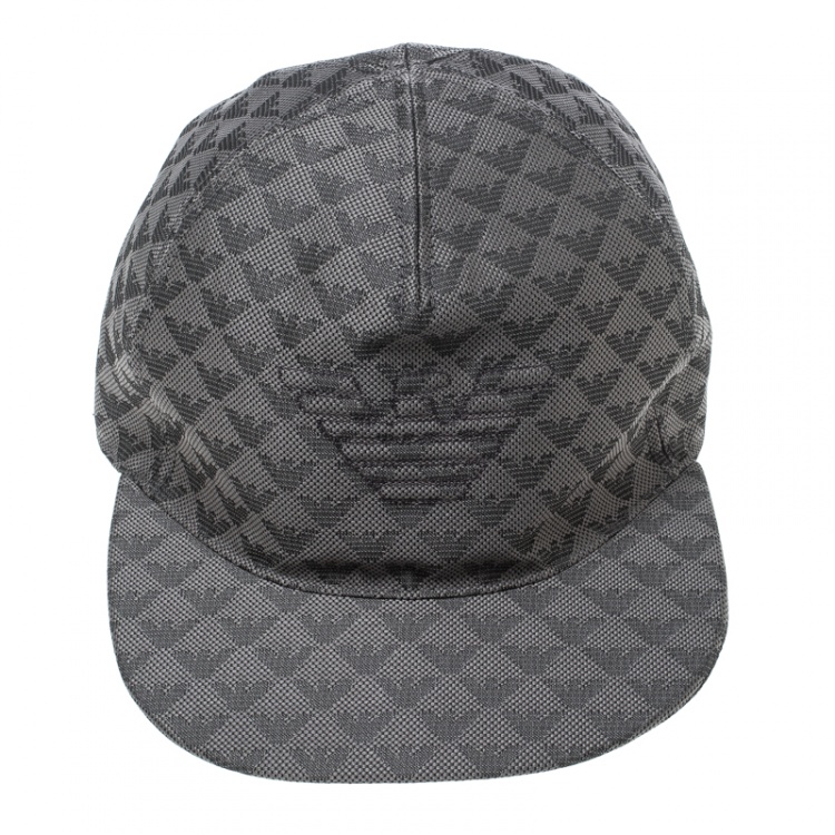 Pre Owned Emporio Armani Grey Logo Detail Baseball Cap M