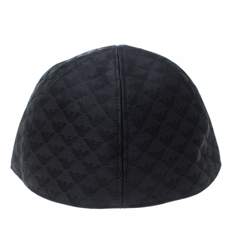 Pre Owned Emporio Armani Dark Grey Monogram Logo Embroidered Baseball Cap L
