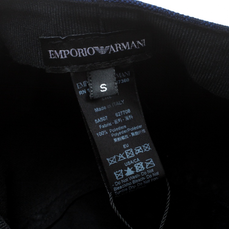 Pre Owned Emporio Armani Electric Blue Monogram Logo Embroidered Baseball Cap S