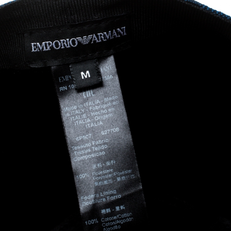 Pre Owned Emporio Armani Electric Blue Monogram Logo Embroidered Baseball Cap M