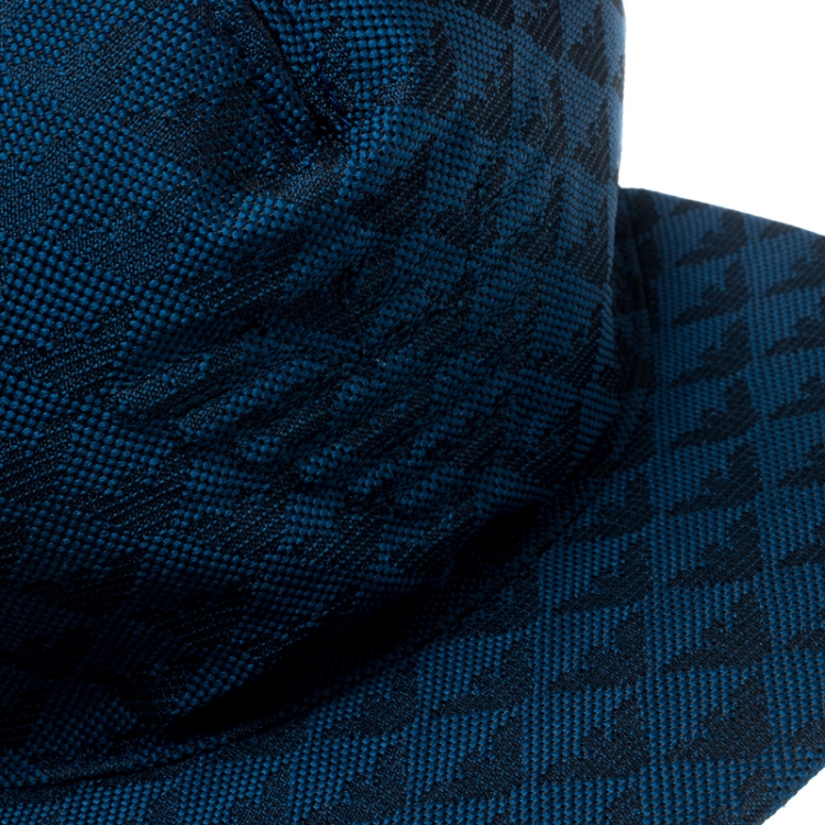 Pre Owned Emporio Armani Electric Blue Monogram Logo Embroidered Baseball Cap M