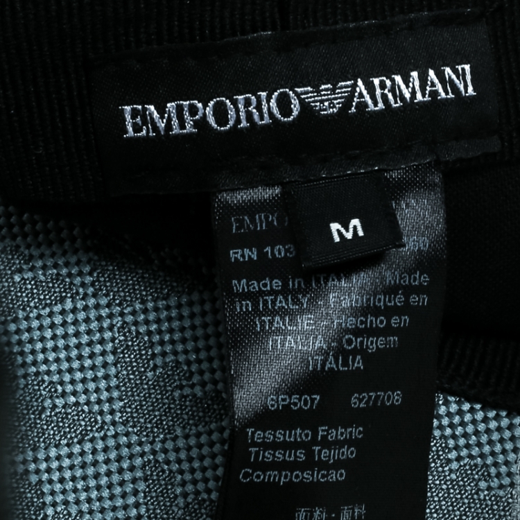 Pre Owned Emporio Armani Slate Grey Monogram Logo Embroidered Baseball Cap M