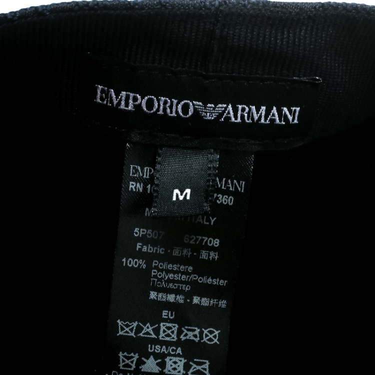 Pre Owned Emporio Armani Navy Blue Monogram Logo Embroidered Baseball Cap M