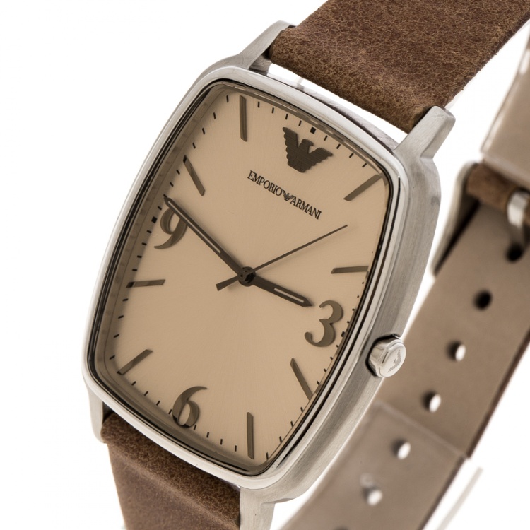 Pre Owned Emporio Armani Bronze Stainless Steel Epsilon AR2489 Men's Wristwatch 33 mm