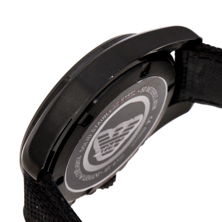 Pre Owned Emporio Armani Black PVD Coated Stainless Steel Sigma AR6131 Men's Wristwatch 44 mm