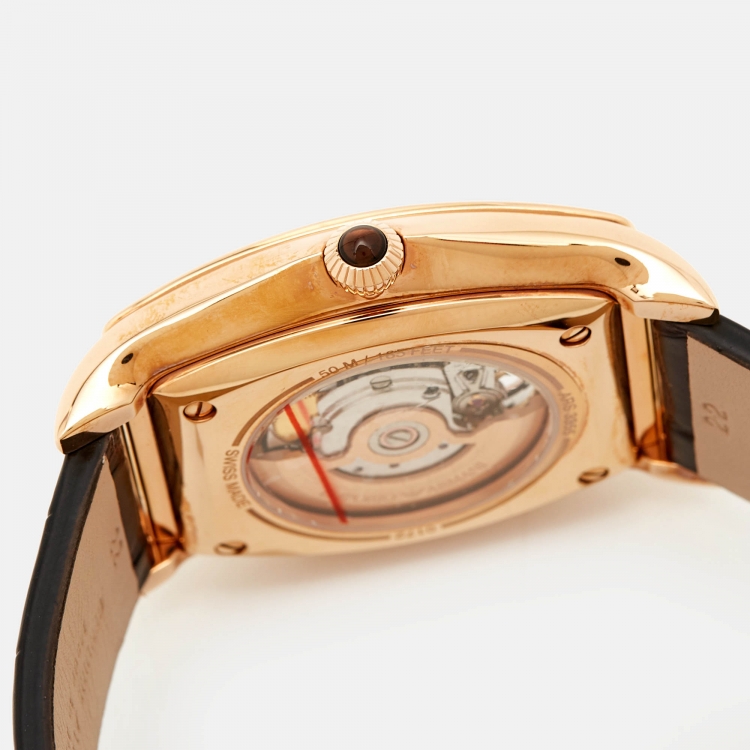 Pre Owned Emporio Armani Brown Gold Plated Stainless Steel Alligator Leather Classic ARS3355 Men's Wristwatch 45 mm