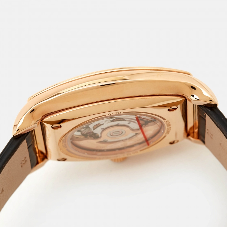 Pre Owned Emporio Armani Brown Gold Plated Stainless Steel Alligator Leather Classic ARS3355 Men's Wristwatch 45 mm