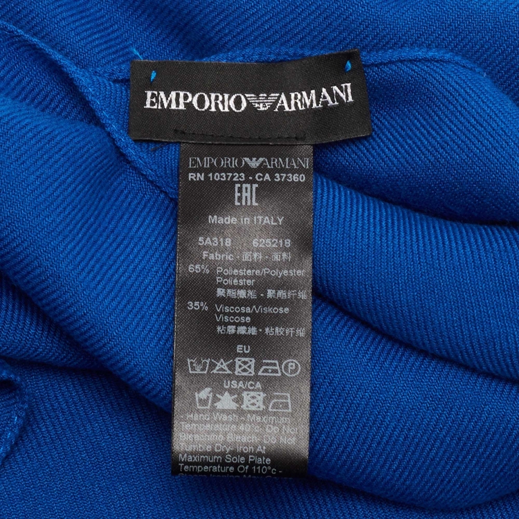 Pre Owned Emporio Armani Blue Fringed Stole