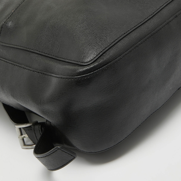 Pre Owned Emporio Armani Black Leather Backpack 