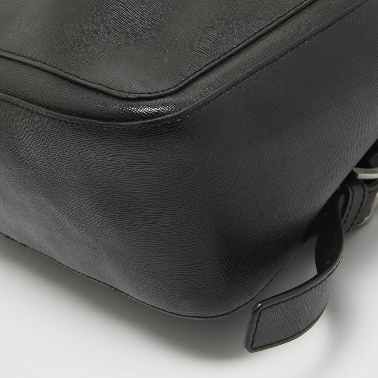 Pre Owned Emporio Armani Black Leather Backpack 