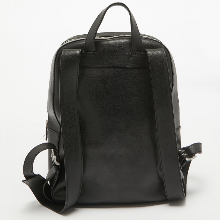 Pre Owned Emporio Armani Black Leather Backpack 