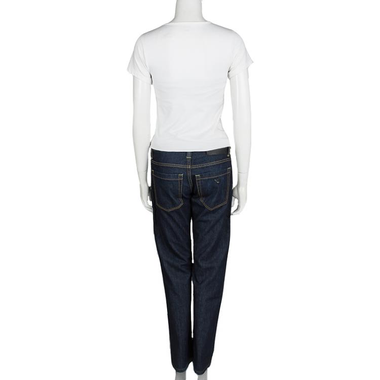 مملوكة مسبقًا Emporio Armani Jude Indigo Dark Wash Denim Straight Fit Jeans S