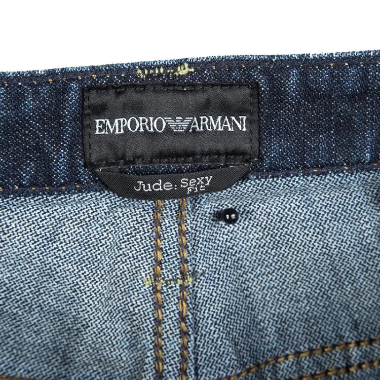 مملوكة مسبقًا Emporio Armani Jude Indigo Dark Wash Denim Straight Fit Jeans S
