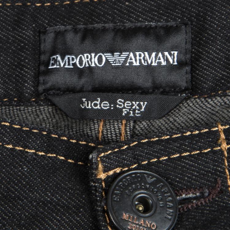 مملوكة مسبقًا Emporio Armani Black Faded Effect Denim Jude Jeans S