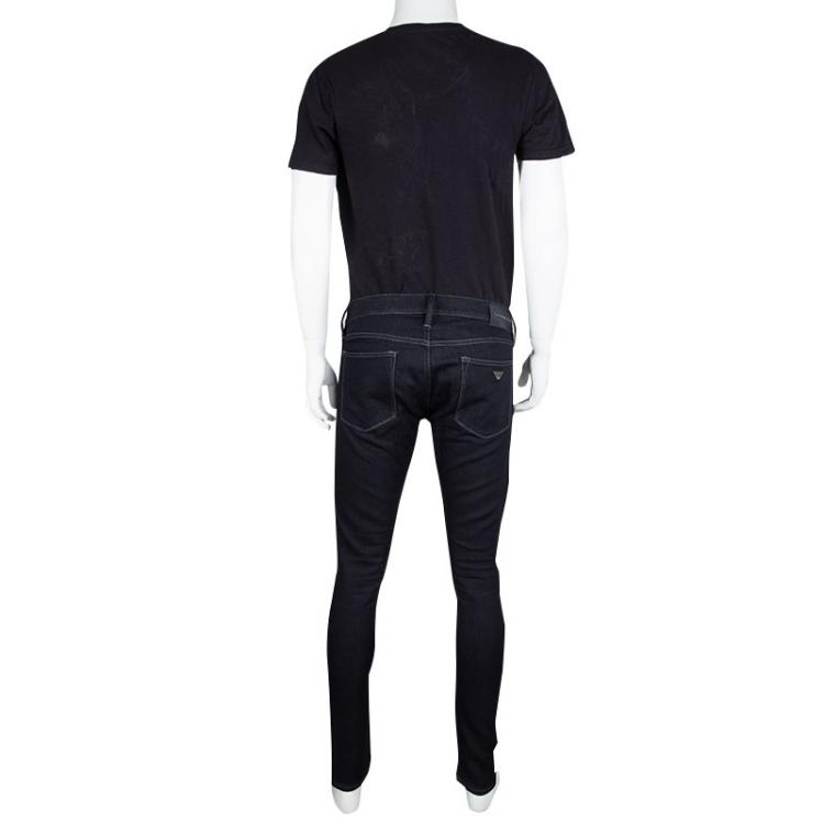 Pre Owned Emporio Armani Indigo Dark Wash Denim Skinny Fit Jeans L