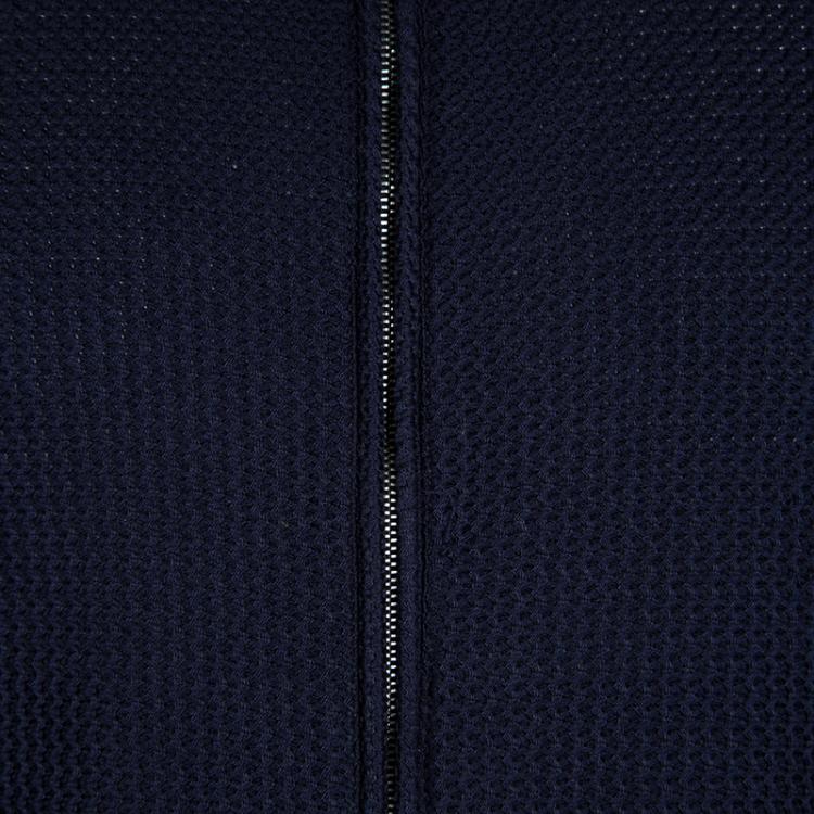 Pre Owned Emporio Armani Navy Blue Textured Cotton Zip Front Jacket S
