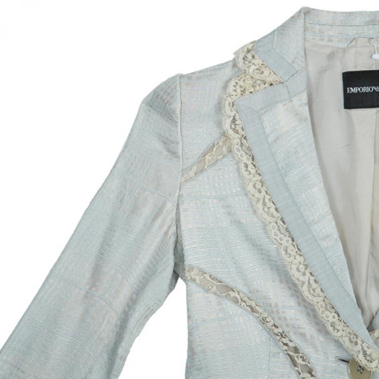 Pre Owned Emporio Armani Lace Textured Jacket S