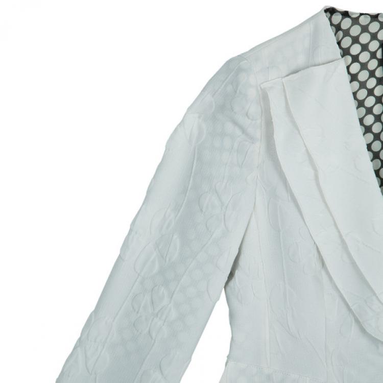 Pre Owned Emporio Armani White Floral Textured Jacket S