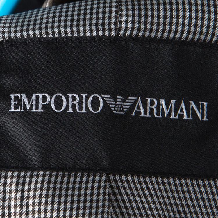 Pre Owned Emporio Armani Brown Embossed Leather Zip Front Jacket XL