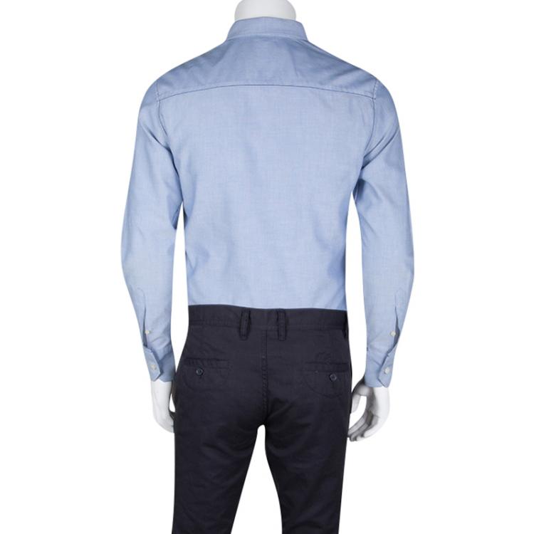 مملوكة مسبقًا Emporio Armani Blue Contrast Stitch Detail Long Sleeve Button Front Shirt M