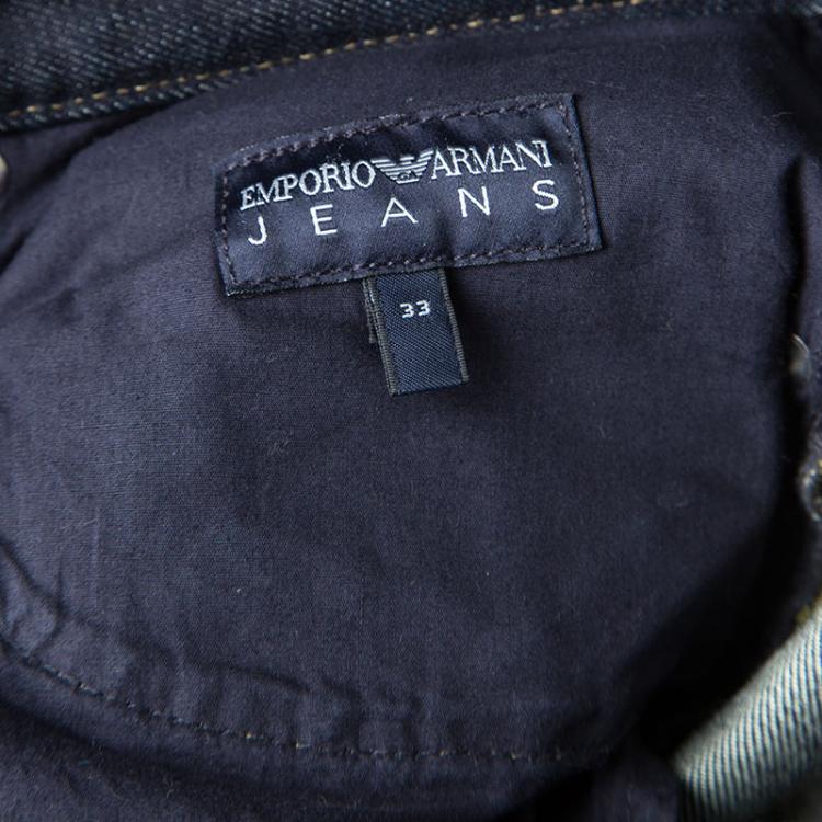 مملوكة مسبقًا Emporio Armani Indigo Dark Wash Denim Robert Super Slim Fit Jeans M