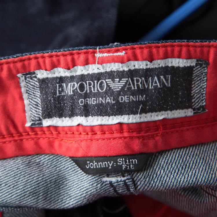 مملوكة مسبقًا Emporio Armani Indigo Dark Wash Denim Johnny Slim Fit Jeans L